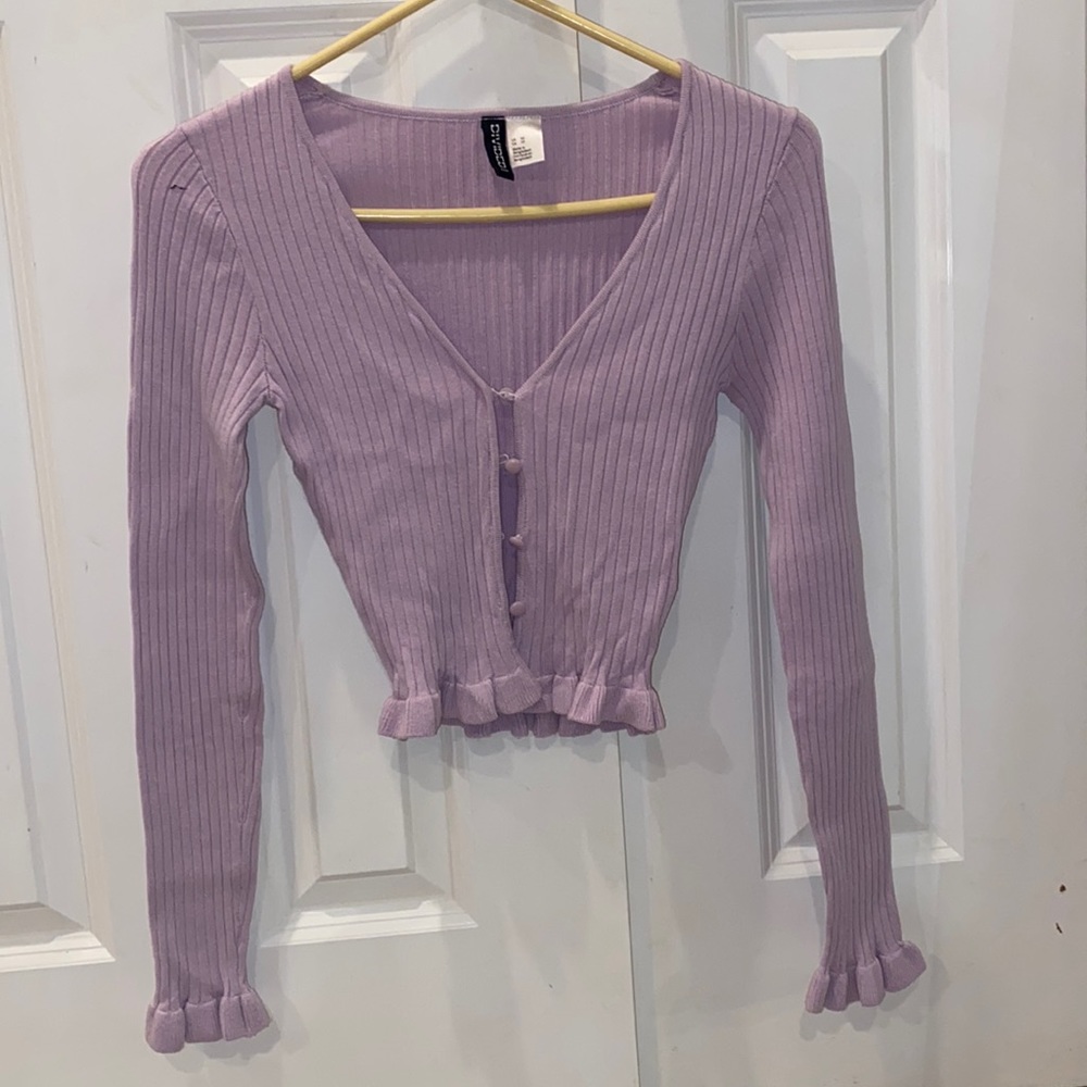H&M Purple Lettuce Trim Sweater